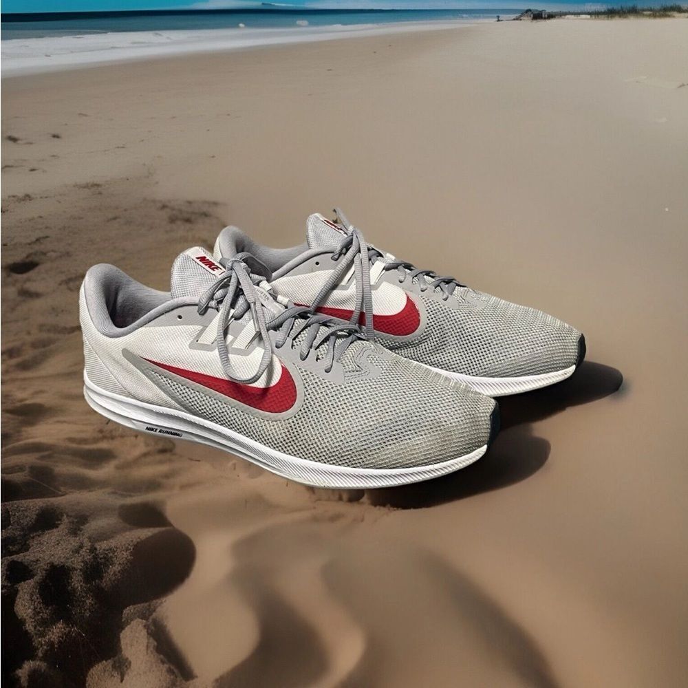 Nike Downshifter 9 Gray/White/Red Men's Running Shoes Size 12M